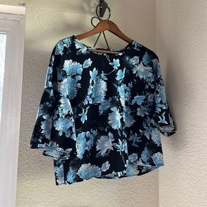 Black and Blue Floral Top